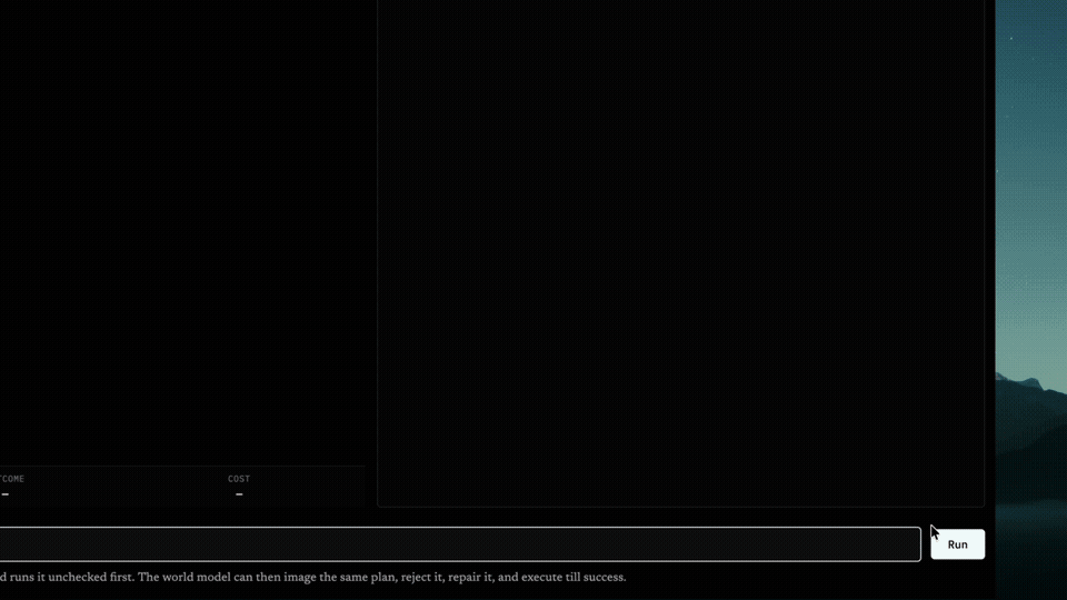 PREVUE demo — unverified failure versus verified repair on the same flawed grasp plan